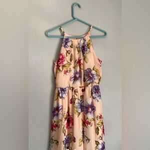 IZ BYER Fit & Flare Size Small Spring PINK Floral Spaghetti Straps Lined Dress